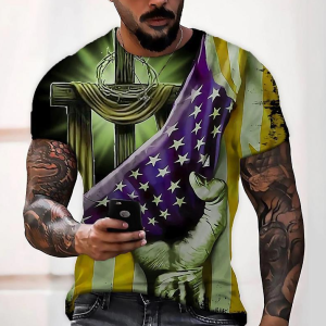 Cross Men'S Short Sleeve Half Round 3D Printing T-Shirt Summer