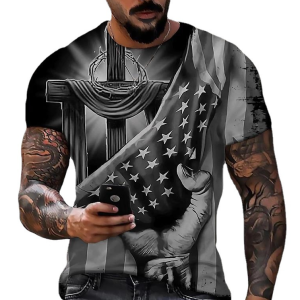 Fitness 3d Print T Shirts Men Summer Short Sleeve