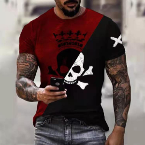 3d Printing Short Sleeve Pattern Plus Size Hip-hop Style Short-sleeved T-shirt(Skull)