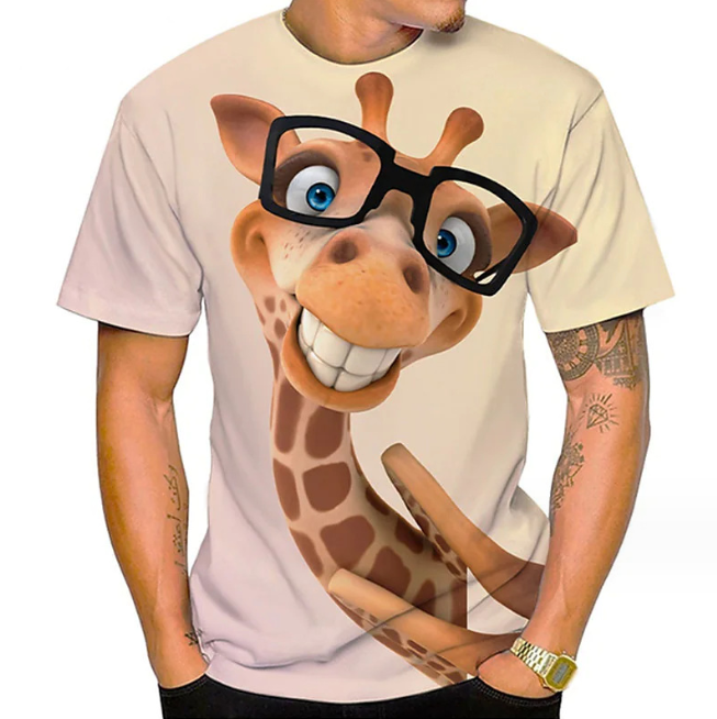 (giraffe)3d Printing Short Sleeve Pattern Plus Size Hip-hop Style Short-sleeved T-shirt