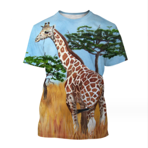 (Big Giraffe)3d Printing Short Sleeve Pattern Plus Size Hip-hop Style Short-sleeved T-shirt