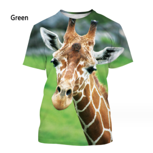 (Green Giraffes)T-shirt Hip-hop Series Digital 3D Printing Men's Street Short-sleeved Sports Oversize T- shirt