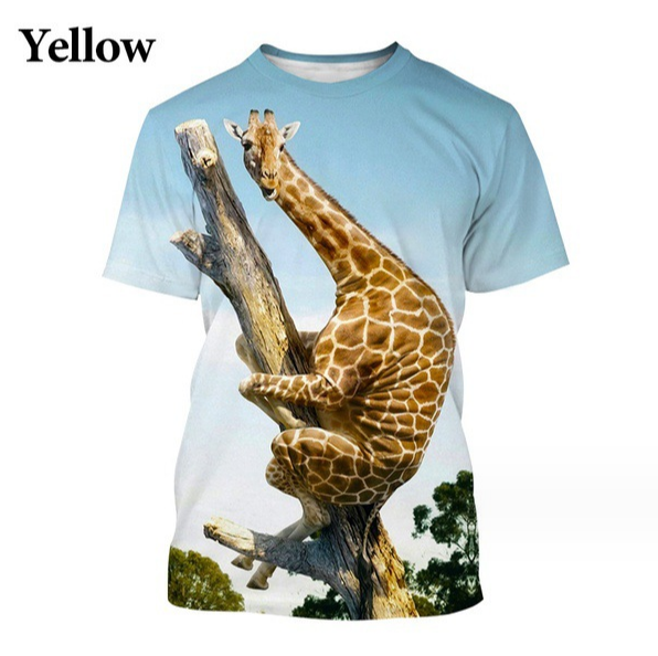 (Black Cartoon Giraffes)3D Printing Men’s Street Short-sleeved Sports Oversize T- shirt