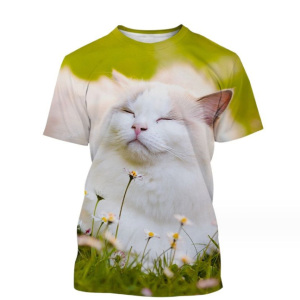 (Green Persian cat)3D Printing Men’s Street Short-sleeved Sports Oversize T- shirt