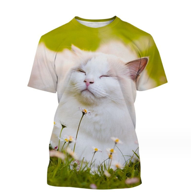 (Green Persian cat)3D Printing Men’s Street Short-sleeved Sports Oversize T- shirt