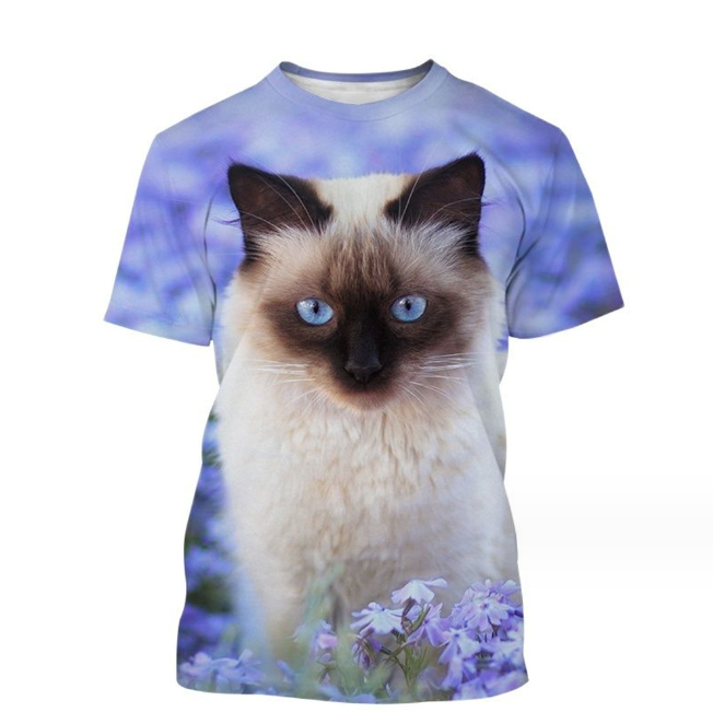 (White Persian cat)3D Printing Men’s Street Short-sleeved Sports Oversize T- shirt