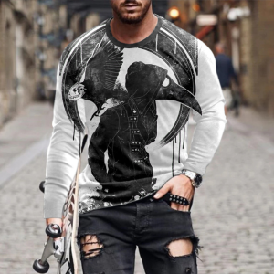 Cheap men's punk printed Simple men's long sleeved T-shirt