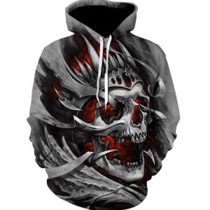 Men's Casual Realistic Skull Graphic Novelty Hoodie Sweatshirt Zipper Print Sports Sweatshirt