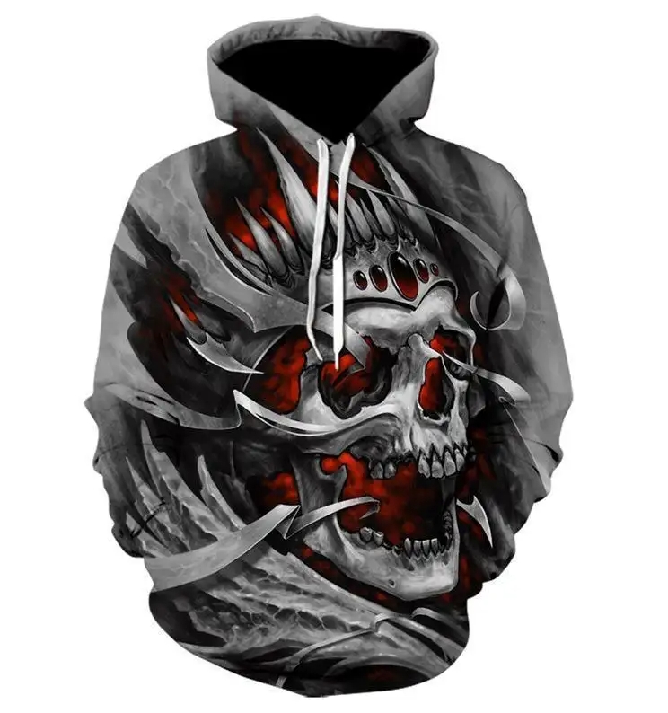 Men's Casual Realistic Skull Graphic Novelty Hoodie Sweatshirt Zipper Print Sports Sweatshirt