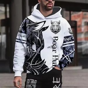 Men's Hoodie Pullover Hoodie Sweatshirt Graphic Chinese dragon Color Sports & Outdoor