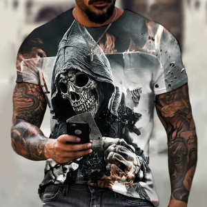 Fashion Summer 3D Skull Printing Men's T Shirt 3d druck Breathable Streetwear