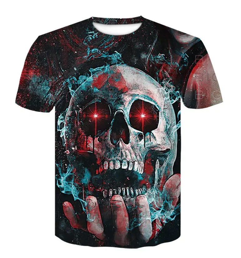 3d Printed Design Skull Oversized Men's Style Street Hip-Hop T-Shirt