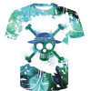 Anime Skull 3D Printing T-Shirt Cartoon Printed T Shirt(Green)