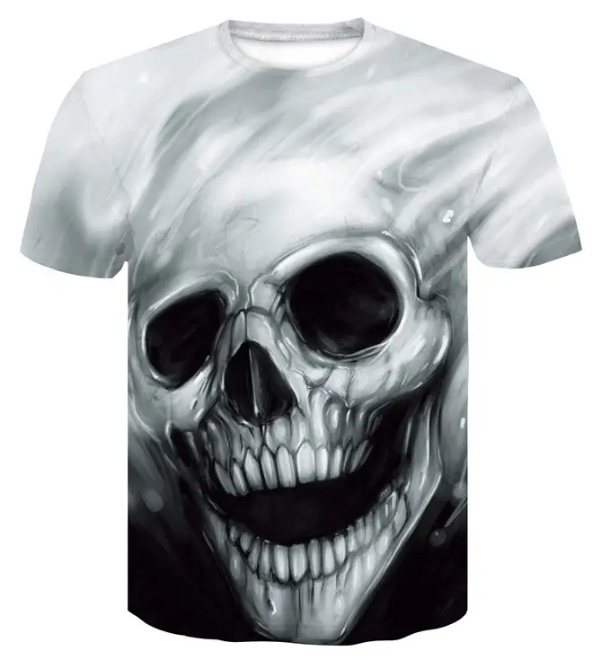 Unisex Skull T-Shirt Men Shirt Print Rock T-Shirts 3D Street Tshirt Mens Clothing Hip Hop Printed Male O-Neck