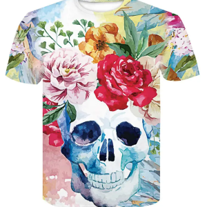 Unisex Skull T-Shirt Mens Clothing Hip Hop Printed Male O-Neck