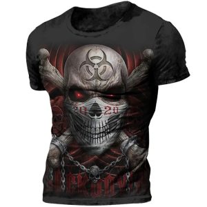 3D Printing Skull Short Sleeve Mens Clothing Hip Hop Printed Male O-Neck T-shirts