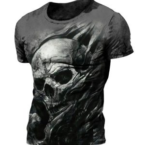 3D Printing Skull T-Shirts Cheaper Short Sleeve