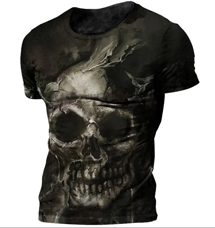 Tee Shirts Product Type Skull 3D Printing T-Shirts Sublimation Digital Printed