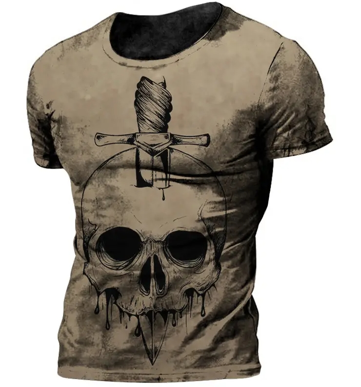 Short Sleeve Product Type Skull 3D Printing T-Shirts Sublimation Digital Printed