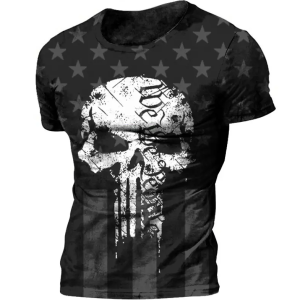 Short Sleeve Product Type Skull 3D Printing T-Shirts Sublimation Digital Printed