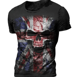 Skull Graphic Tees T Shirts Printed Men's Silk Screen Printing Skull T-Shirt