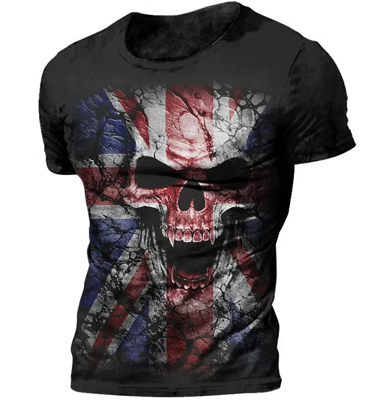 Skull Graphic Tees T Shirts Printed Men's Silk Screen Printing Skull T-Shirt