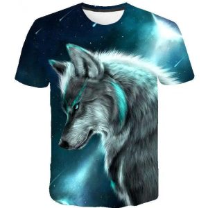 Animal Wolf 3D from men digital printed Short Sleeve