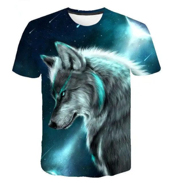 Animal Wolf 3D from men digital printed Short Sleeve