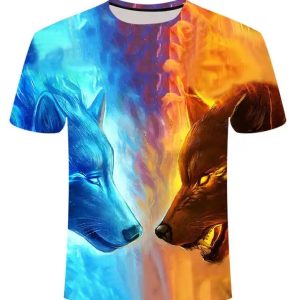 Fashion Summer 3D Wolf Printing Men's T Shirt