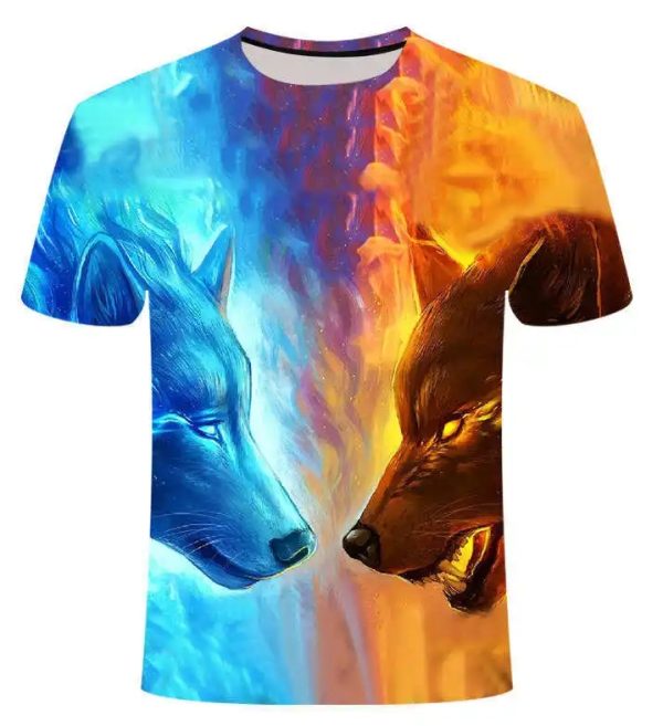 Fashion Summer 3D Wolf Printing Men's T Shirt