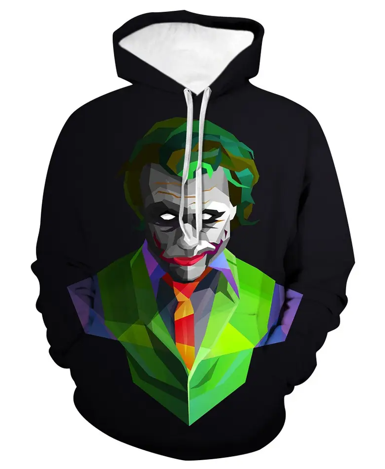 Joker Printing Mens Hoodie Pullover Autumn Winter Thin Teens Boys Hoodies Sweatshirts