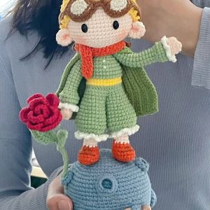 Little prince and his rose woven DIY material bag wool hook needle cute doll handmade handmade gift