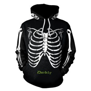 3D Digital Printed The Skeleton Pattern Men Streetwear Unique Crewneck Hooded Sweatshirt