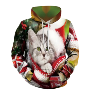 Men Clothing Fashion Clothing Sweatshirts Hoodies Pullover Clothes For Men(Cat Pattern)