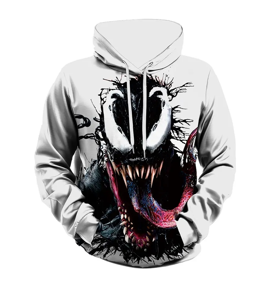 Men Clothing Fashion Clothing Sweatshirts Hoodies Pullover Clothes For Men(Venom Pattern)