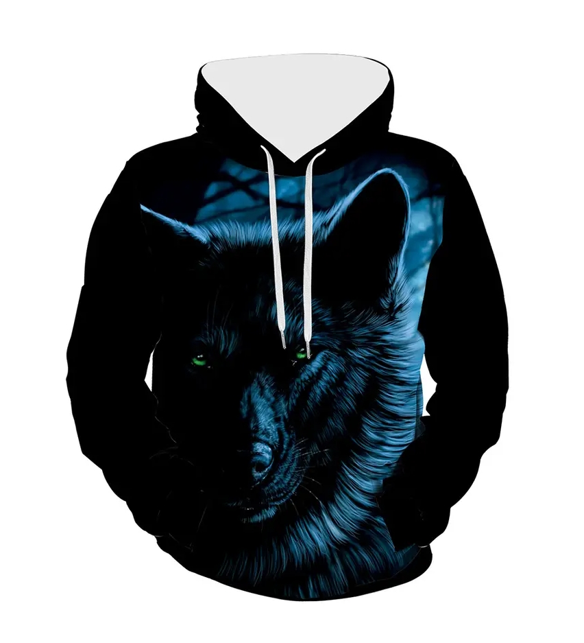 Men Clothing Fashion Clothing Sweatshirts Hoodies Pullover Clothes For Men(Giant Wolf Pattern)