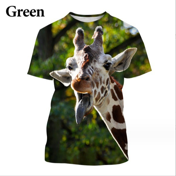 (Green Cartoon Giraffes)3D Printing Men’s Street Short-sleeved Sports Oversize T- shirt