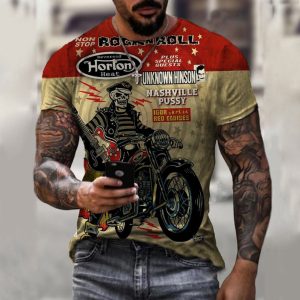 Summer new American motorcycle men's round neck short-sleeve digital printing casual quick-drying T-shirt