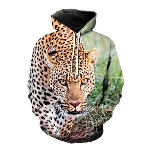 (Green Leopard Pattern)Men Clothing Fashion Clothing Sweatshirts Hoodies Pullover Clothes For Men