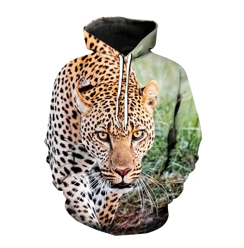 (Green Leopard Pattern)Men Clothing Fashion Clothing Sweatshirts Hoodies Pullover Clothes For Men