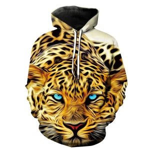 (Great Leopard Head Pattern)Men Clothing Fashion Clothing Sweatshirts Hoodies Pullover Clothes For Men