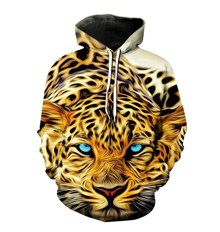 (Great Leopard Head Pattern)Men Clothing Fashion Clothing Sweatshirts Hoodies Pullover Clothes For Men