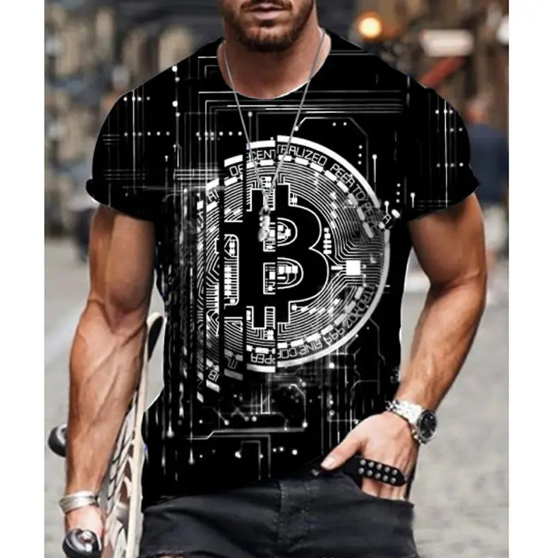 Street Trendy Graphic T shirt For Men Short Sleeve Round Neck Korean Fashion