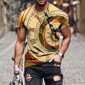 Summer Men's Motorcycle Graphic 3d Print T-shirts Retro Style Summer Men T Shirt Round Neck Short Sleeve