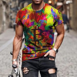 Summer Men's Casual Short Sleeve Round Neck Colorful T-Shirt