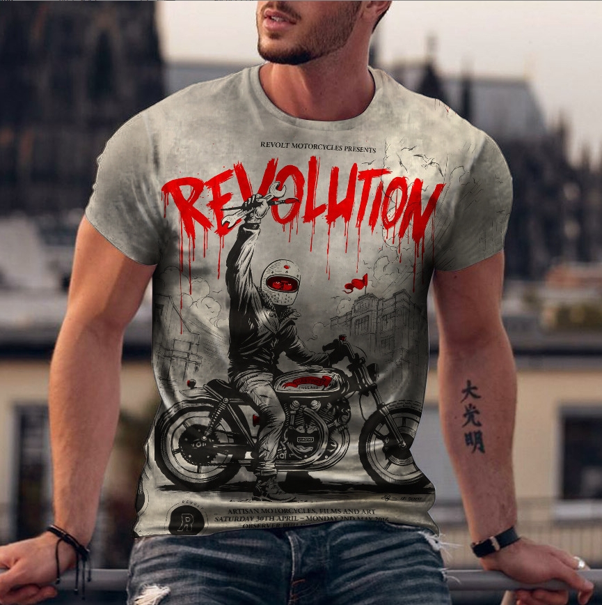 High Quality Beauty Graphic New Arrival Hip Hop T Shirt Men's Motorcycle Beauty Tee Shirts