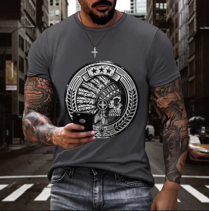 Men's Short Sleeve Motorcycle Graphic 3d Print T-shirts Retro Style