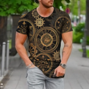 Men's Short Sleeve Motorcycle Graphic 3d Print T-shirts Retro Style Men's Clothing Anime 3d T Shirt