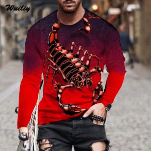 Men's long sleeve slim fit hip hop t-shirt print graphic summer long sleeve t-shirt