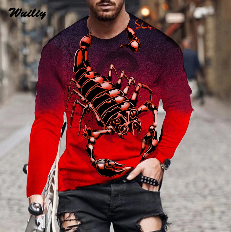 Men's long sleeve slim fit hip hop t-shirt print graphic summer long sleeve t-shirt